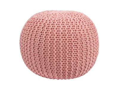 RENDEZ VOUS DECO Pouf tricot rond en coton rose poudr&eacute; D40 cm