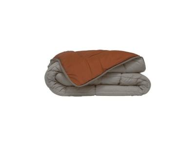 POYET MOTTE Couette Microfibre 400g/m2 CALGARY - 140 x 200 cm - Gris galet et Marron gimgembre