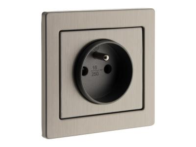 ZENITECH Prise 2 P+T inox bross&eacute; - Art'Flat