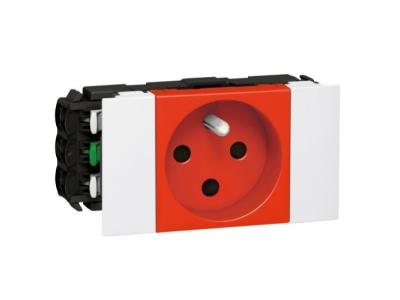 LEGRAND Prise pour goulotte clippage direct du Programme Mosa&iuml;c - 2P+T - 2 modules - Rouge &agrave; d&eacute;trompage