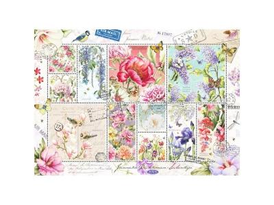 JUMBO  puzzle Flower Stamps, Summer Flowers1000 pi&egrave;ces 