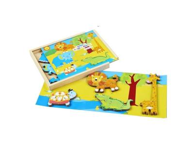 IMAGIN  - Puzzle &eacute;veil en bois La Savane - 18 pi&egrave;ces - La Savane 