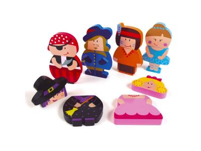 GOULA Puzzles magn&eacute;tiques 2 pi&egrave;ces, les personnages - Lot de 6
