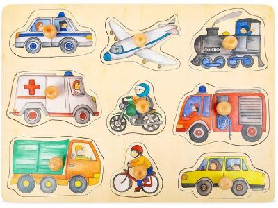 SMALL FOOT  forme puzzle V&eacute;hicules bois junior 9 pi&egrave;ces