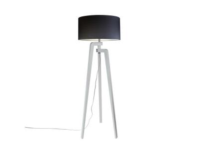 QAZQA Lampadaire tr&eacute;pied blanc avec abat-jour 50 cm noir - Puros