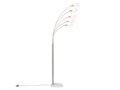 QAZQA Lampadaire design en acier avec verre opale 5 lumi&egrave;res - Sixties Marmo