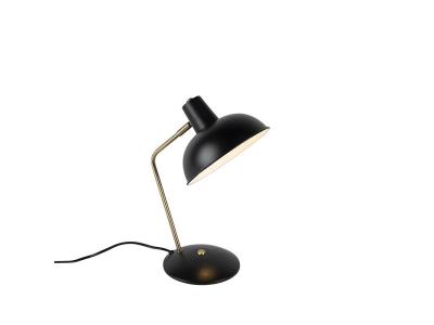 QAZQA Lampe de table r&eacute;tro noir avec bronze - Milou