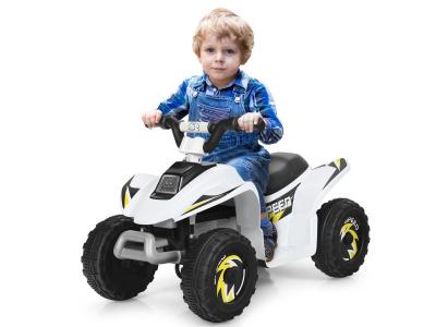 COSTWAY Quad buggy electrique pour enfant 6 v 4,5 km-h max voiture pour enfants de 3 ans+ blanc