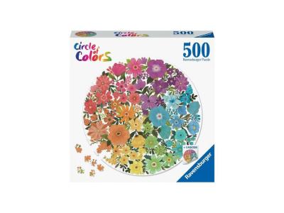 RAVENSBURGER Puzzle rond 500 pi&egrave;ces  Fleurs Circle of Colors
