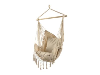 MOBILI REBECCA Fauteuil suspendu avec coussins rembourr&eacute;s en coton beige