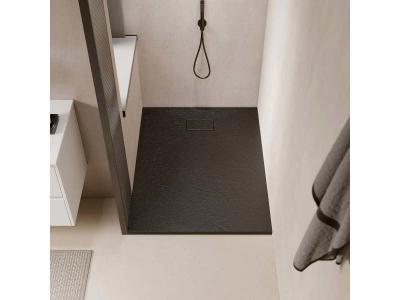STANO. Receveur de douche 90 x 150 cm extra plat PIATTO en SoliCast&reg; surface ardois&eacute;e noir