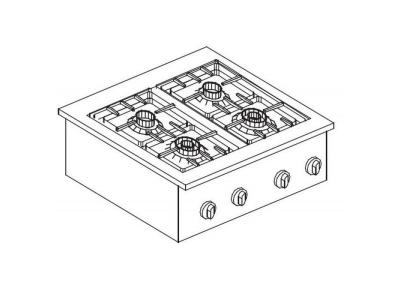 COMBISTEEL R&eacute;chaud &agrave; Gaz Drop-In - 4 Feux 3,5 kW - - nvt. - Acier inoxydable 600x600x270mm