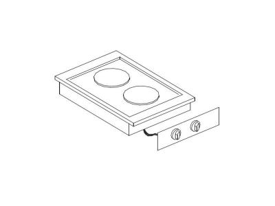 COMBISTEEL R&eacute;chaud Electrique Drop-In - 2 Plaques - - nvt. - Acier inoxydable 400x600x260mm