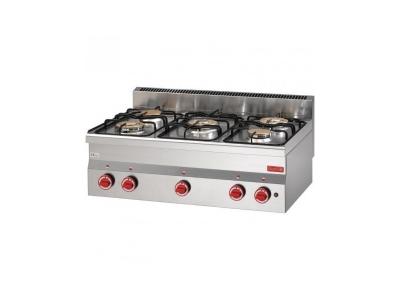 GASTRO M R&eacute;chaud Gaz Professionnel &agrave; Poser 5 Br&ucirc;leurs -  - Inox 900x600x280mm