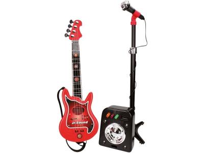 REIG  844 - Ensemble jouet Guitare &agrave; 4 cordes et Microphone amplifi&eacute;s