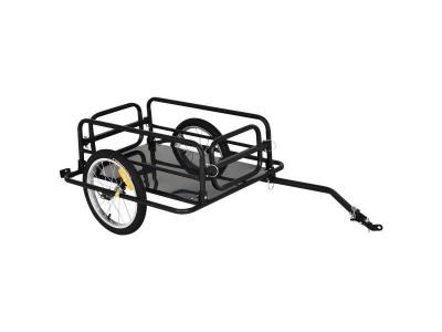 HOMCOM Remorque v&eacute;lo remorque de transport pour v&eacute;lo pliable 70L 139L x 71,5l x 49H cm barre d'attelage universelle acier noir