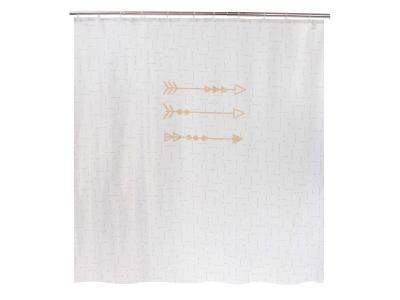 ALLIBERT Rideau de douche design ethnique arrow gold - 180 x 200 - blanc