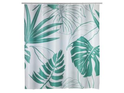 WENKO Rideau de douche exotique Brasil - PEVA - 180 x 200 cm - Vert d'eau