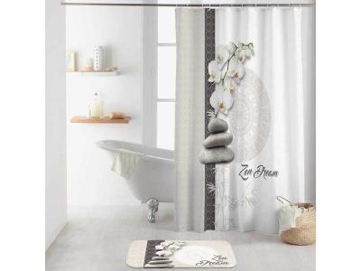 DOUCEUR D INTERIEUR Rideau de douche ""orchizen"" 180x200cm blanc