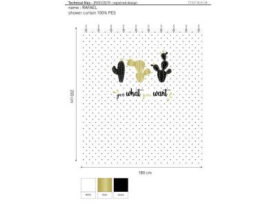 ALLIBERT Rideau de douche tropical cactusa - 180 x 200 cm - blanc