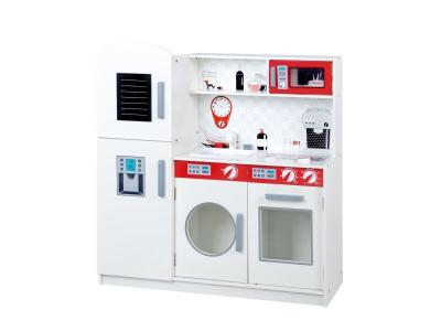 ROBA  Grande Cuisine Enfant en Bois + Accessoires Vari&eacute;s - Blanc/rouge