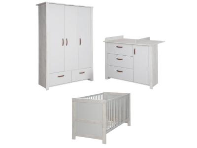 ROBA  Chambre Compl&egrave;te ""Mila"" - Lit B&eacute;b&eacute; + Commode &agrave; Langer + Armoire 3 Portes