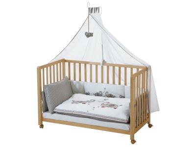 ROBA Lit Cododo Complet ""Jumbotwins"" 60x120 cm avec 4 roues &agrave; freins  - Naturel