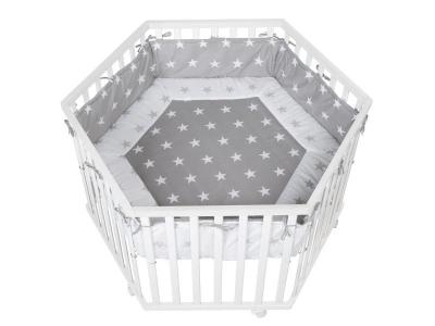 ROBA  Parc B&eacute;b&eacute; ""Little Stars"" + Tour de Parc de Protection et 6 Roues - Bois Blanc