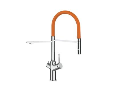 VIZIO Robinet De Cuisine 3 Voies Mitigeur Chrom&eacute; Bec Orange Orientable Et Douchette 2 Jets D&eacute;tachable - &Agrave; Utiliser Avec Les Filtres &Agrave; Eau 