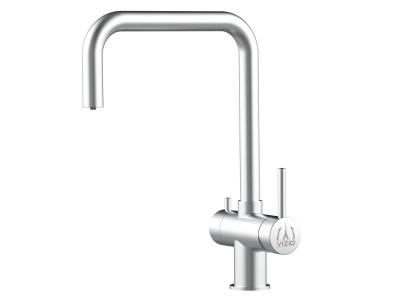 VIZIO Robinet de cuisine 3 voies en acier inox chirurgical bross&eacute; - bec pivotant 360&deg; VZFX011480