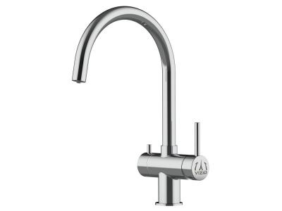 VIZIO Mitigeur de cuisine 3 voies en ACIER INOXIDABLE poli robinet bec cygne pivotant 360 