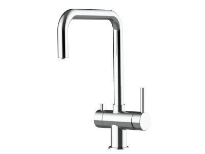 VIZIO Robinet de cuisine 3 voies en acier inox chirurgical poli - bec pivotant 360&deg; VZFX011400