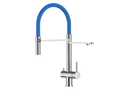 VIZIO Robinet de cuisine 3 voies en acier inox chirurgical poli - douche 2jets d&eacute;tachable VZFX018104