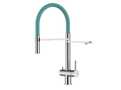 VIZIO Robinet de cuisine 3 voies en acier inox chirurgical poli - douche 2jets d&eacute;tachable VZFX018109