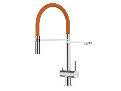 VIZIO Robinet de cuisine 3 voies en acier inox chirurgical poli - douche 2jets d&eacute;tachable VZFX018106