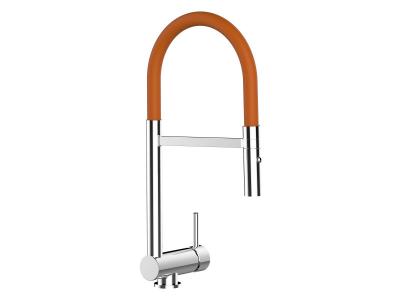 VIZIO  Mitigeur &eacute;vier rabattable 6cm douchette &eacute;tirable 2 jets robinet cuisine JAUNE sous fen&ecirc;tre