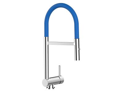 VIZIO  Mitigeur &eacute;vier rabattable 6cm douchette &eacute;tirable 2 jets robinet cuisine BLEU sous fen&ecirc;tre