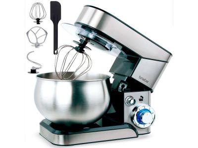 BRIEBE Robot P&acirc;tissier Boulangerie Cuisine M&eacute;nager Multifonction Bol Inox 5L 6 Vitesses KM1114 Acier Inoxydable