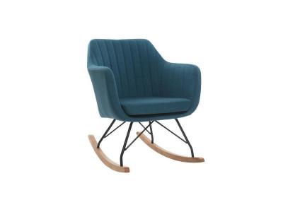 MILIBOO  - Fauteuil rocking chair scandinave tissu bleu canard ALEYNA