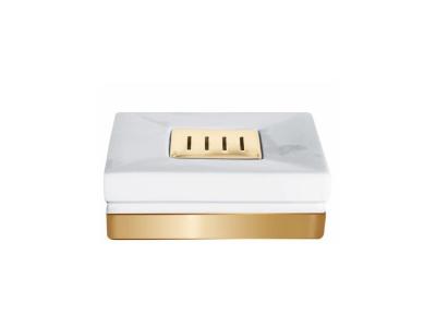 SPIRELLA  - Porte savon Porcelaine roma Blanc & Or - Blanc