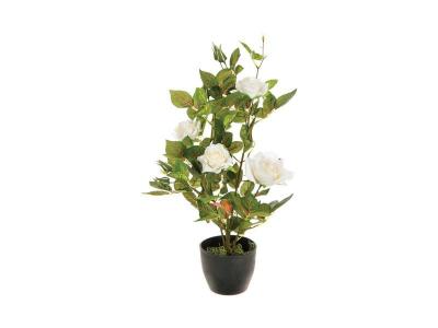 Atmosphera - Rosier artificiel en pot - H. 50 cm - Blanc