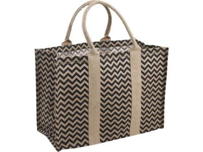 AUBRY GASPARD  Cabas en toile de jute renforc&eacute;e - motif Z&eacute;br&eacute;