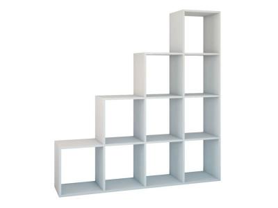 SALERNO - Etag&egrave;re escalier contemporaine 10 niches/casiers/cubes Blanc