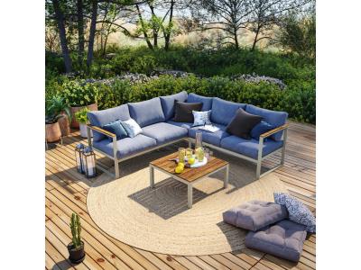 AVRIL PARIS Salon de jardin design aluminium - Gris - 5 places - bilbao - Gris