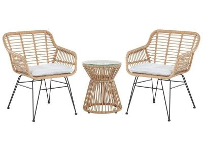 BELIANI Salon de jardin en rotin clair 2 places trestina 232430