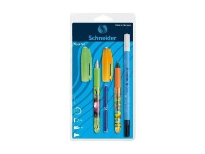 SCHNEIDER  - 74370 - Set D'&eacute;criture Avec 1 Stylo &Agrave; Plume 1 Roller 1 Effaceur D'encre Double Pointe