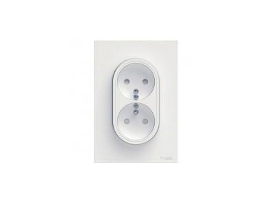 SCHNEIDER ELECTRIC Double prise avec terre verticale Odace, , blanc