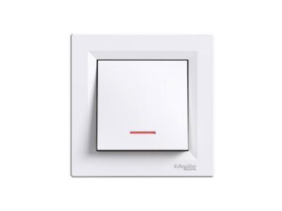 Interrupteur poussoir lumineux Asfora encastrable complet - Blanc