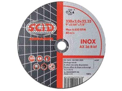 SCID Disque &agrave; tron&ccedil;onner l'inox - Moyeu plat - &Oslash; 230 x 22,2 x 2 mm