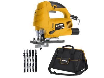 VITO Scie sauteuse 570 W Coupe Bois Acier Aluminium 6 Vitesses + 5 lames bois + Sacoche &agrave; outils